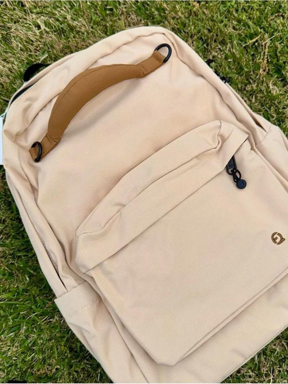 Everyday Beige Backpack with Tan Handle